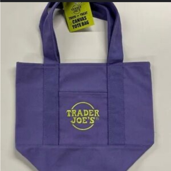 Trader Joe'S Handbags - Trader Joe's Halloween Purple Canvas Mini Tote NWT
